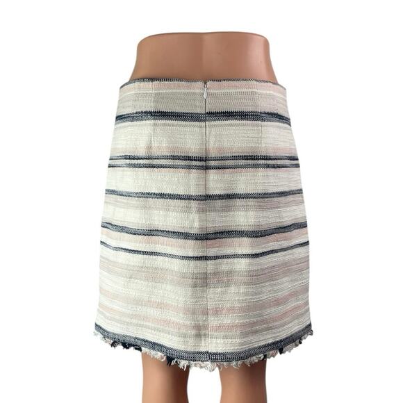 LOFT Ann Taylor Women's Multicolor Striped Tweed Raw Hem Pencil Mini Skirt Sz 6 - Picture 2 of 5